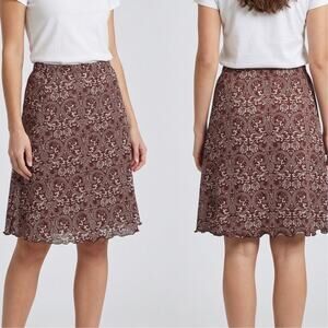 Haystacks Medium A Line Pull On Skirt Brown Ruffled Hem